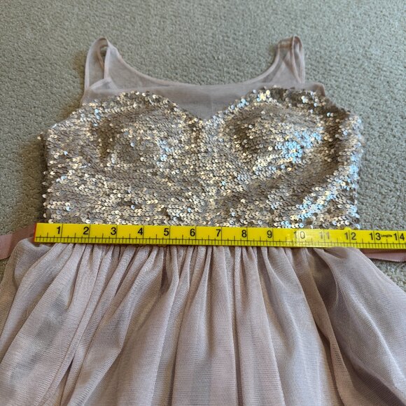 Hailey Adrianna Papell Mini Dress Formal Prom Beige Pink Sequin Tulle Skirt XS - Picture 8 of 12